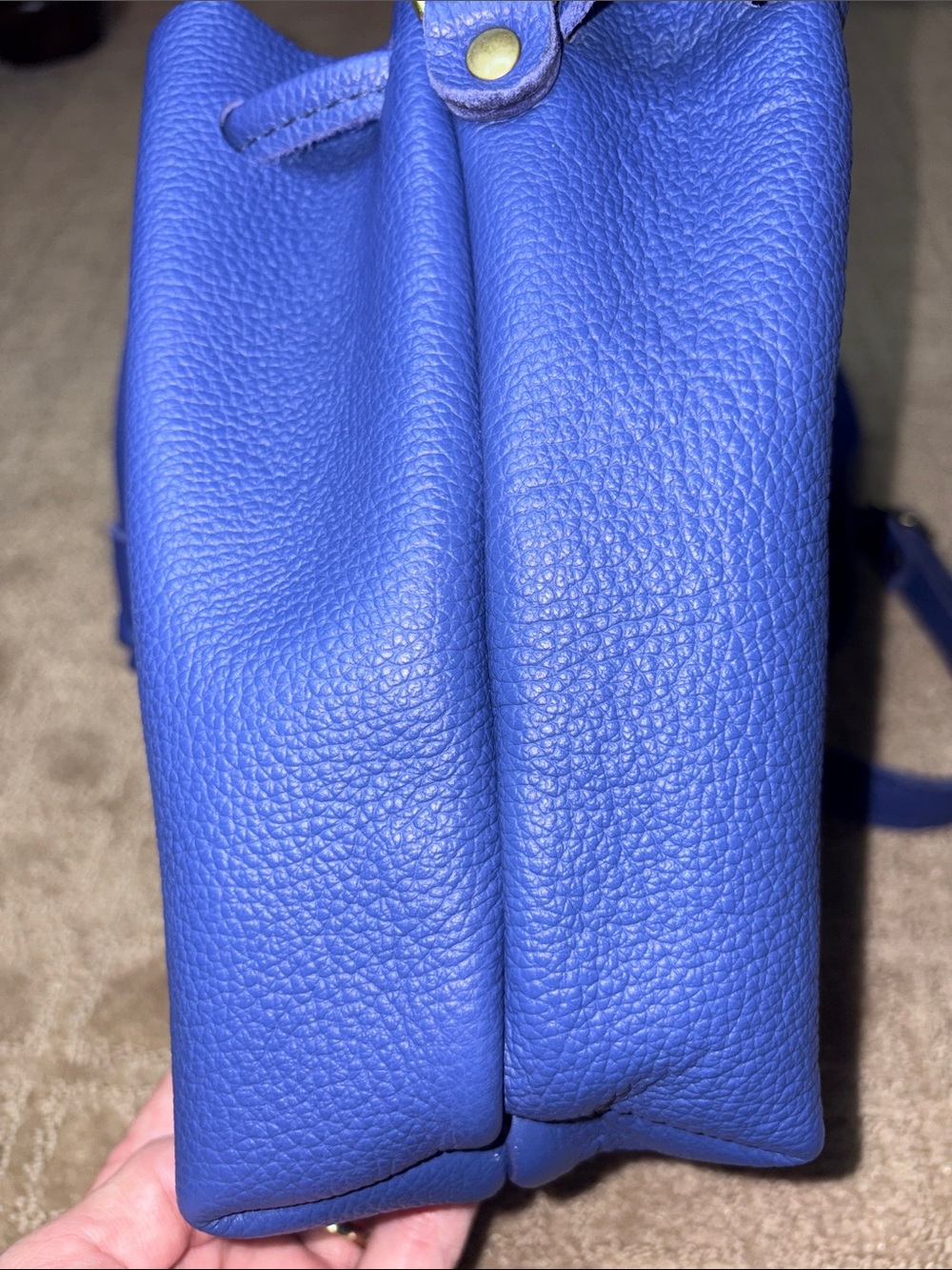 Portland Leather Goods small drawstring bucket bag in the color Molino Blue - Picture 9 of 12